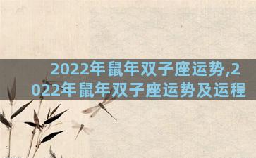 2022年鼠年双子座运势,2022年鼠年双子座运势及运程