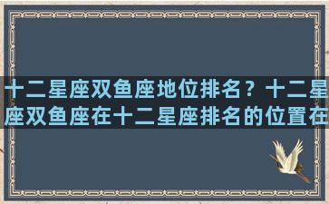 十二星座双鱼座地位排名？十二星座双鱼座在十二星座排名的位置在哪