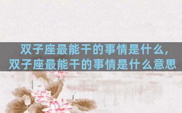 双子座最能干的事情是什么,双子座最能干的事情是什么意思