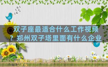 双子座最适合什么工作视频？郑州双子塔里面有什么企业