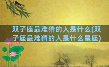 双子座最难猜的人是什么(双子座最难猜的人是什么星座)
