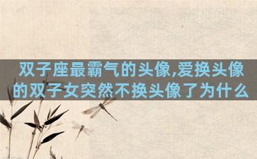 双子座最霸气的头像,爱换头像的双子女突然不换头像了为什么