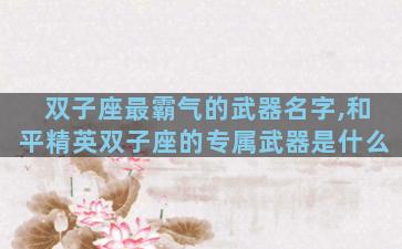 双子座最霸气的武器名字,和平精英双子座的专属武器是什么
