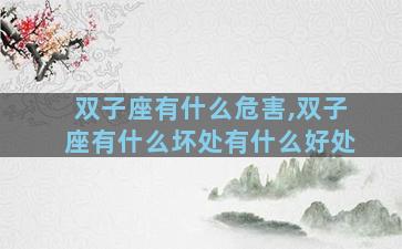 双子座有什么危害,双子座有什么坏处有什么好处