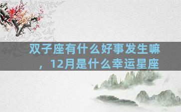 双子座有什么好事发生嘛，12月是什么幸运星座