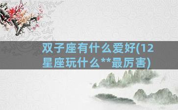 双子座有什么爱好(12星座玩什么**最厉害)