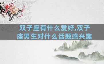 双子座有什么爱好,双子座男生对什么话题感兴趣