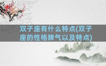 双子座有什么特点(双子座的性格脾气以及特点)