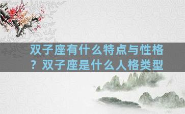 双子座有什么特点与性格？双子座是什么人格类型