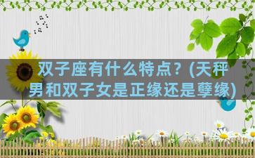 双子座有什么特点？(天秤男和双子女是正缘还是孽缘)
