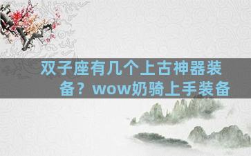 双子座有几个上古神器装备？wow奶骑上手装备