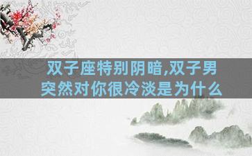 双子座特别阴暗,双子男突然对你很冷淡是为什么