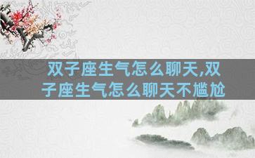 双子座生气怎么聊天,双子座生气怎么聊天不尴尬