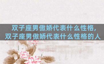 双子座男傲娇代表什么性格,双子座男傲娇代表什么性格的人