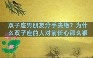 双子座男朋友分手决绝？为什么双子座的人对前任心那么狠