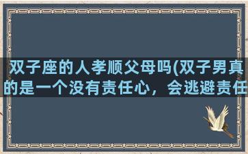 双子座的人孝顺父母吗(双子男真的是一个没有责任心，会逃避责任的人吗)