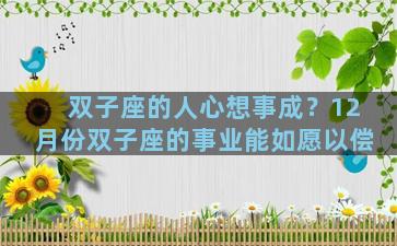 双子座的人心想事成？12月份双子座的事业能如愿以偿