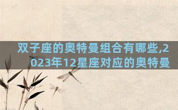 双子座的奥特曼组合有哪些,2023年12星座对应的奥特曼
