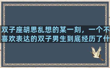 双子座胡思乱想的某一刻，一个不喜欢表达的双子男生到底经历了什么