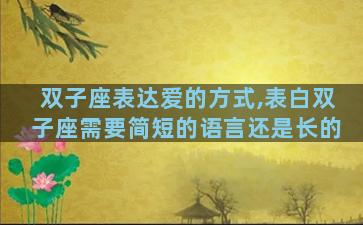 双子座表达爱的方式,表白双子座需要简短的语言还是长的
