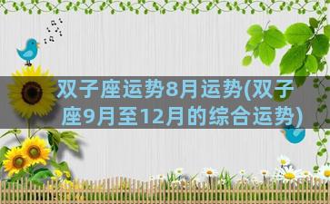 双子座运势8月运势(双子座9月至12月的综合运势)