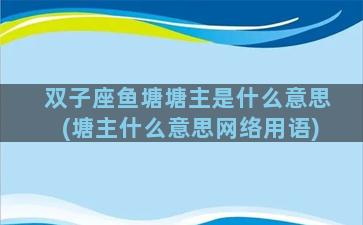 双子座鱼塘塘主是什么意思(塘主什么意思网络用语)