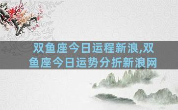 双鱼座今日运程新浪,双鱼座今日运势分折新浪网