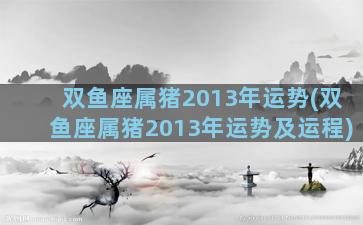 双鱼座属猪2013年运势(双鱼座属猪2013年运势及运程)