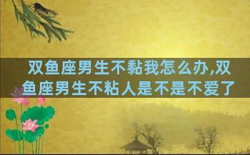 双鱼座男生不黏我怎么办,双鱼座男生不粘人是不是不爱了