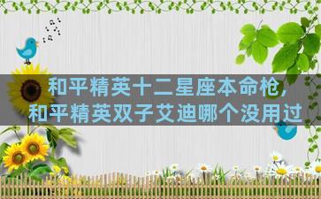 和平精英十二星座本命枪,和平精英双子艾迪哪个没用过