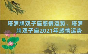 塔罗牌双子座感情运势，塔罗牌双子座2021年感情运势