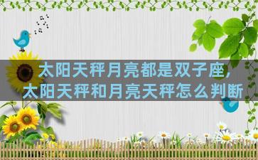 太阳天秤月亮都是双子座,太阳天秤和月亮天秤怎么判断