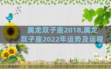 属龙双子座2018,属龙双子座2022年运势及运程