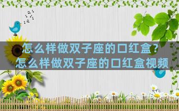 怎么样做双子座的口红盒？怎么样做双子座的口红盒视频