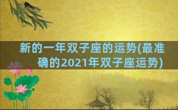 新的一年双子座的运势(最准确的2021年双子座运势)