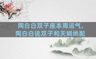陶白白双子座本周运气,陶白白说双子和天蝎绝配