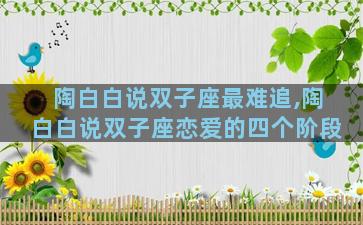陶白白说双子座最难追,陶白白说双子座恋爱的四个阶段